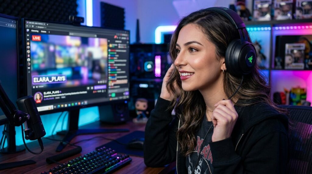 Close-up beauty portrait of a young female content creator w